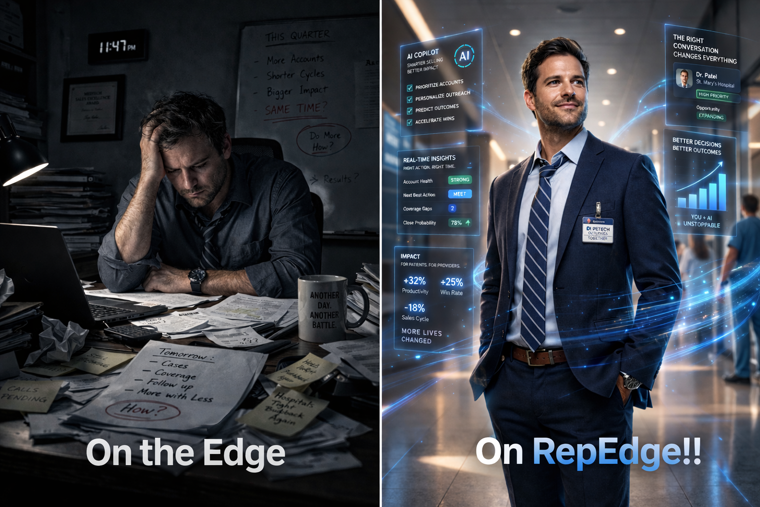 From stressed to success — medical device sales rep before and after RepEdge AI